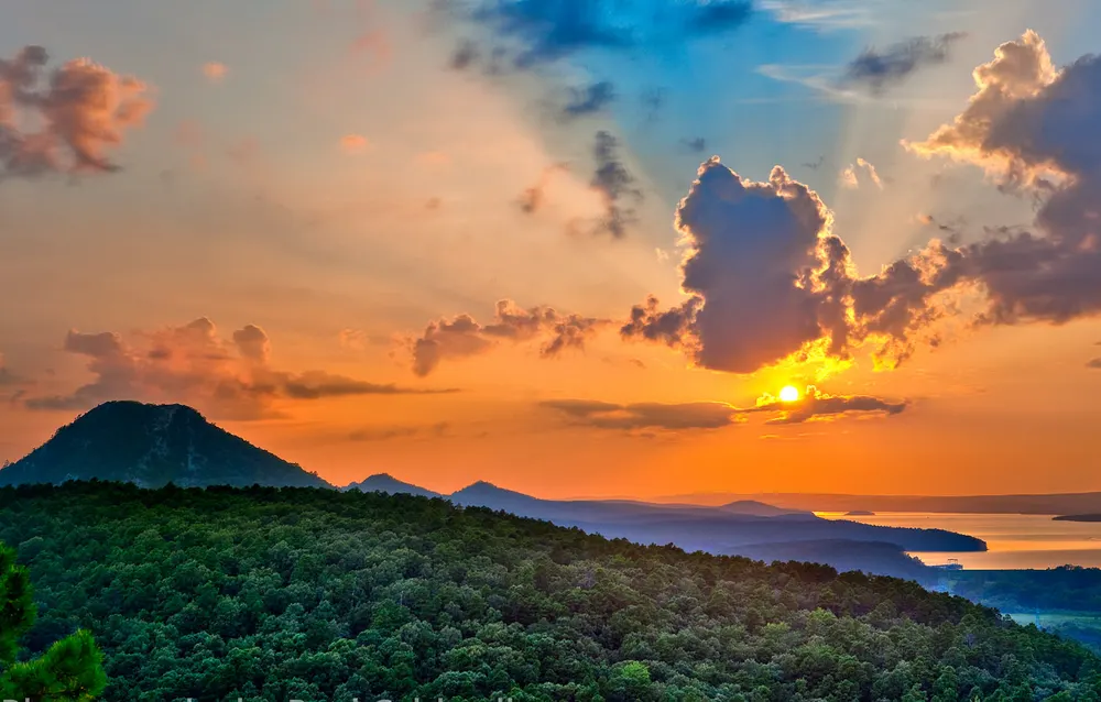 Sunset over Pinnacle Mountain near Little Rock, Arkansas